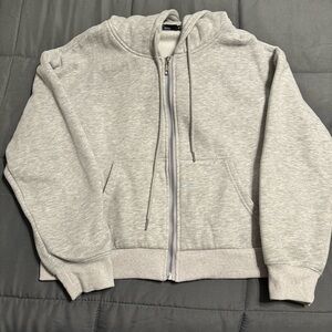 Light Gray Zip-Up Hoodie Cropped (M)
